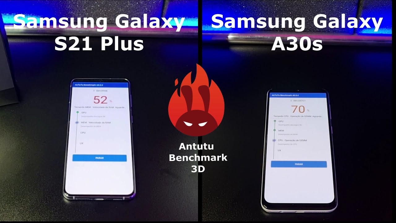 Samsung Galaxy S21 Plus vs Samsung Galaxy A30s – DUELO ANTUTU BENCHMARK 🚀