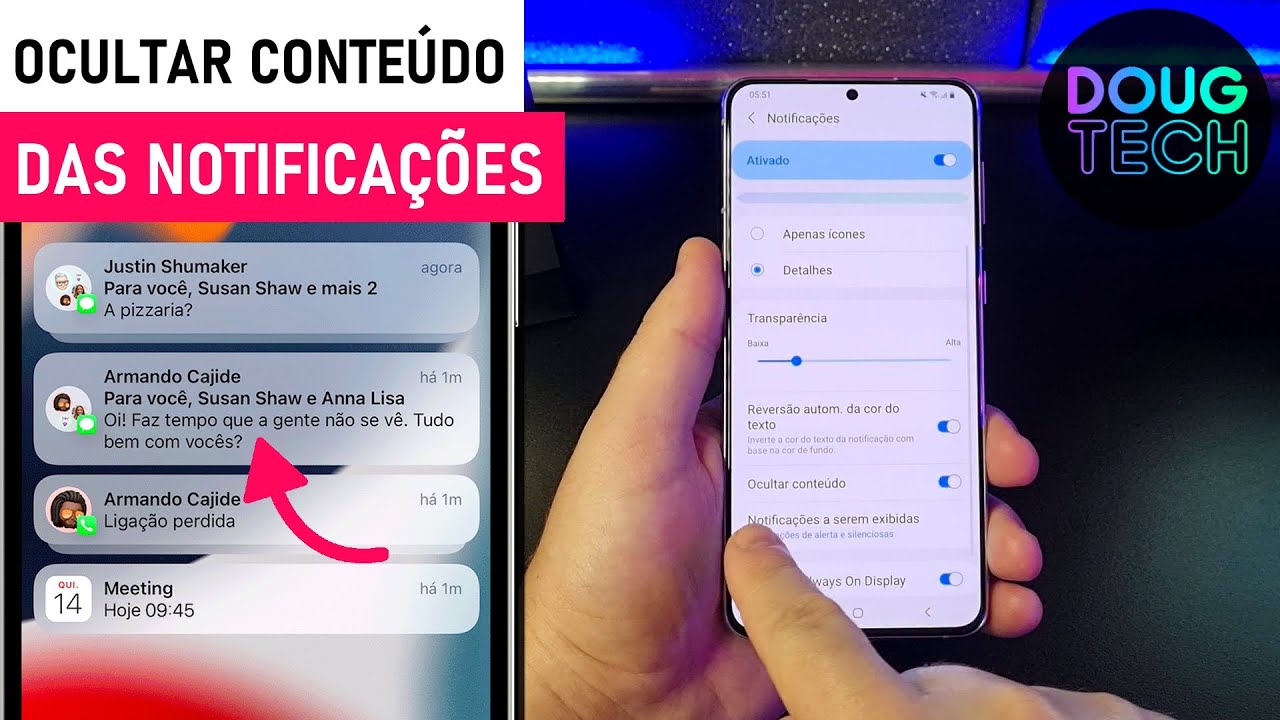 Como OCULTAR o CONTEÚDO das Notificações no Samsung