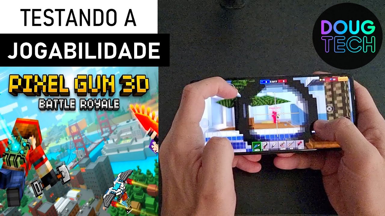 Jogando o Pixel Gun 3D Battle Royale no Samsung Galaxy A71