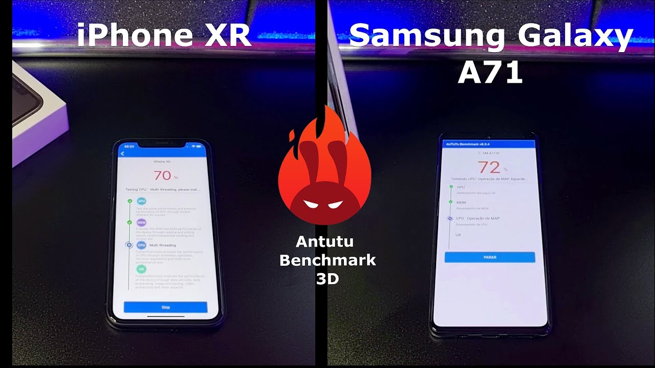 iPhone XR vs Samsung Galaxy A71 – DUELO ANTUTU BENCHMARK 🚀