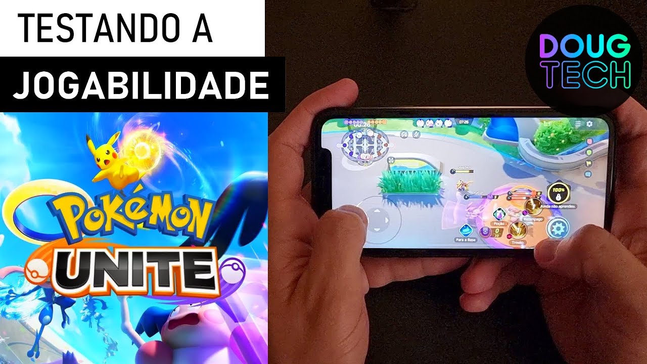 Jogando o Pokémon Unite no iPhone XR