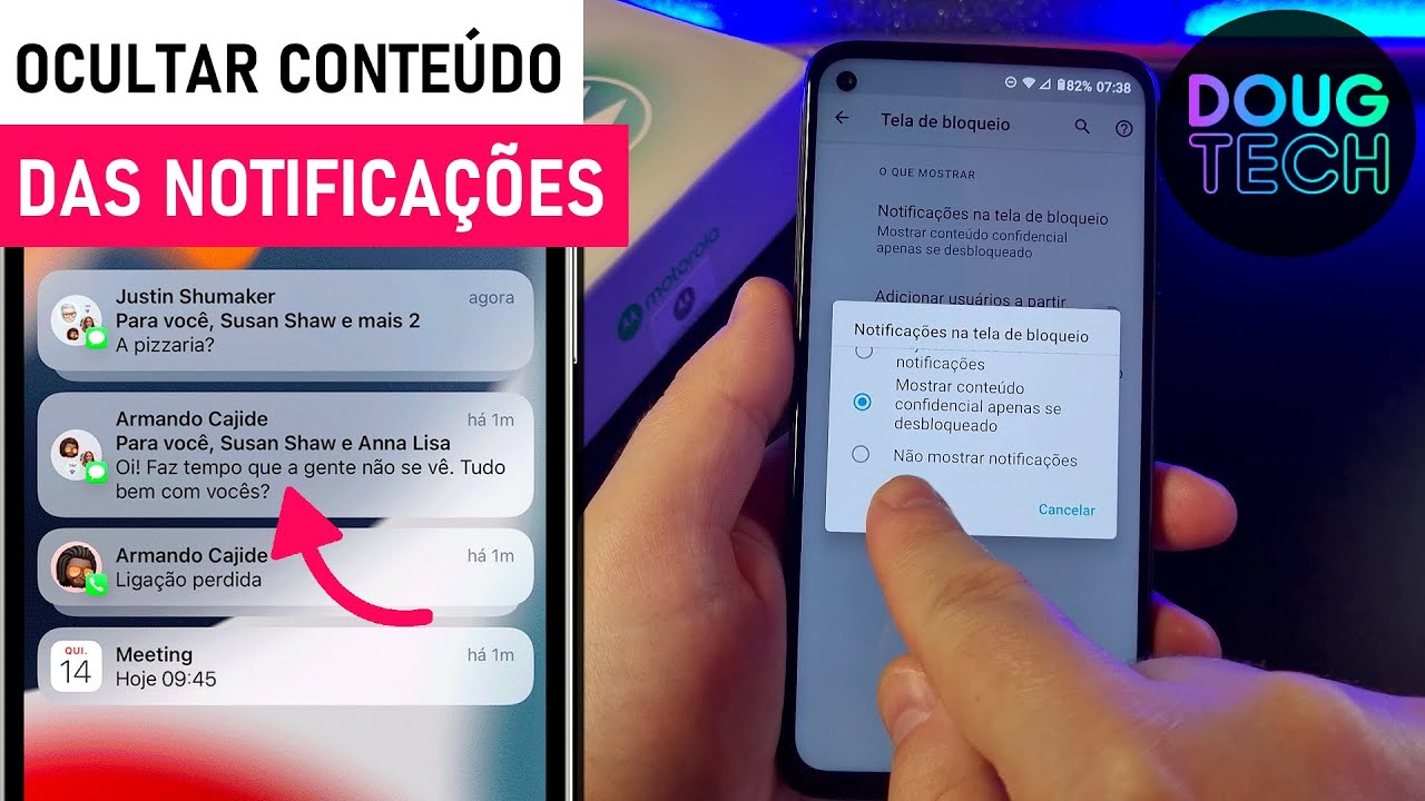 Como OCULTAR o CONTEÚDO das Notificações no Motorola