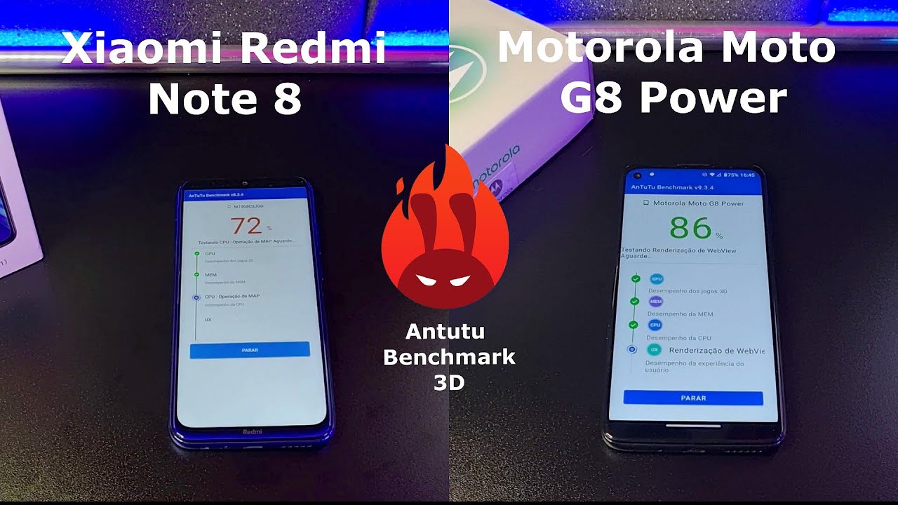 Xiaomi Redmi Note 8 vs Motorola Moto G8 Power – DUELO ANTUTU BENCHMARK 🚀