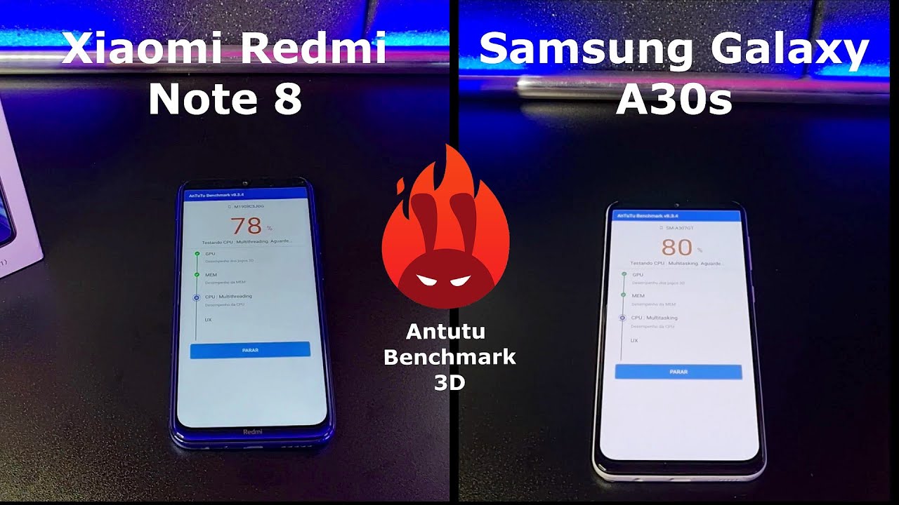 Xiaomi Redmi Note 8 vs Samsung Galaxy A30s – DUELO ANTUTU BENCHMARK 🚀