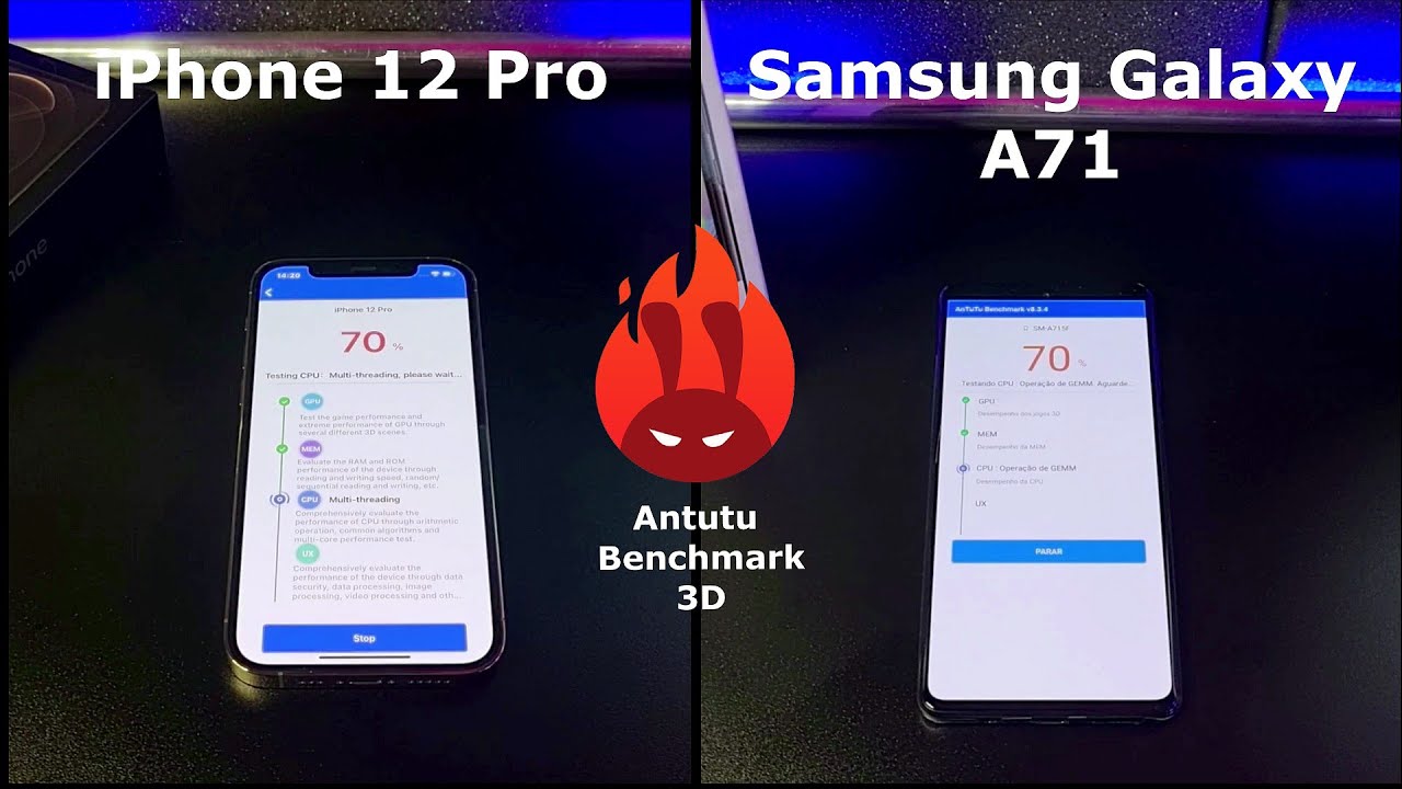 iPhone 12 Pro vs Samsung Galaxy A71 – DUELO ANTUTU BENCHMARK 🚀