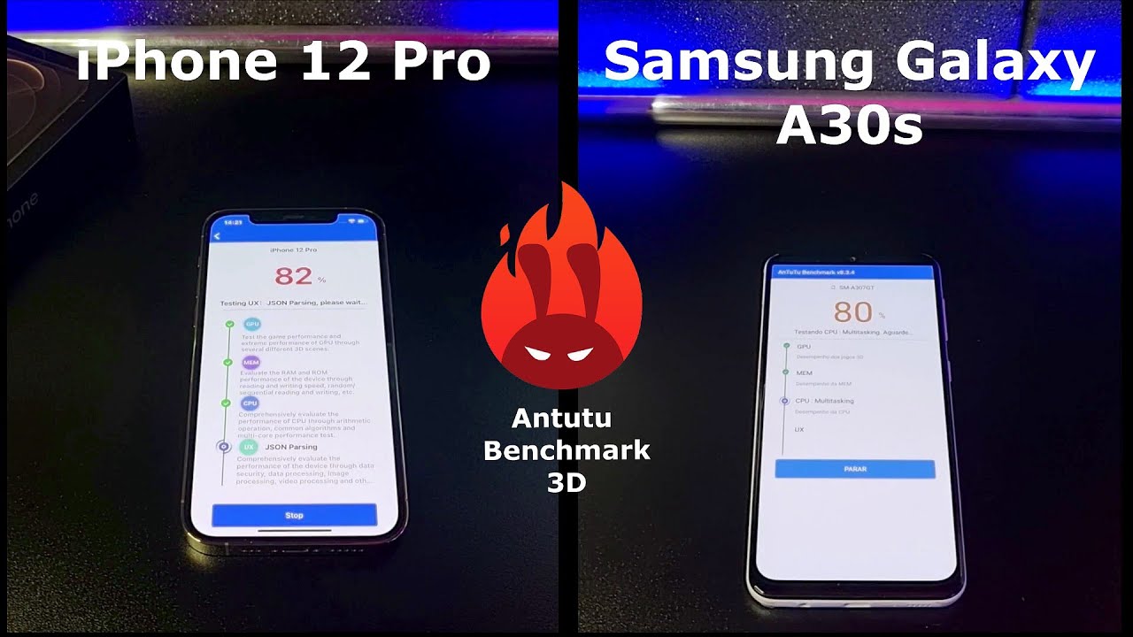 iPhone 12 Pro vs Samsung Galaxy A30s – DUELO ANTUTU BENCHMARK 🚀