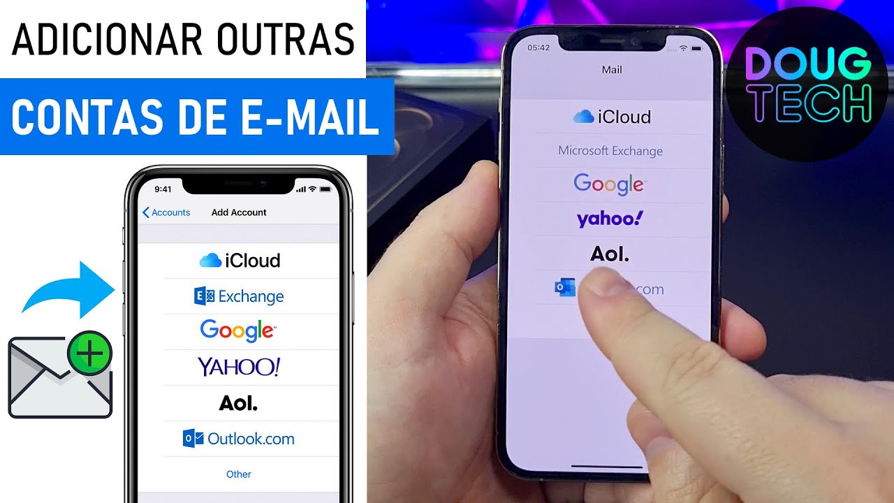 Como Adicionar CONTAS de E-MAIL no iPhone