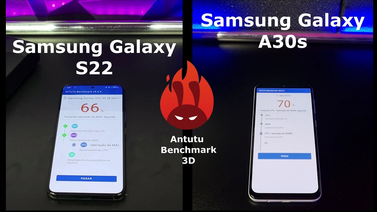 Samsung Galaxy S22 vs Samsung Galaxy A30s – DUELO ANTUTU BENCHMARK 🚀