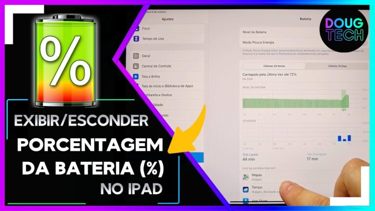 Como Exibir/Esconder a % da BATERIA no IPAD (Porcentagem)