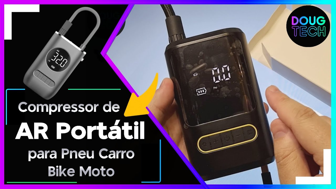 Mini CALIBRADOR/COMPRESSOR AR de Pneu Carro Bike Moto PORTÁTIL – SERÁ QUE FUNCIONA?✅