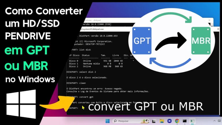 Como Converter em GPT ou MBR (HD/SSD/Pendrive) no Windows