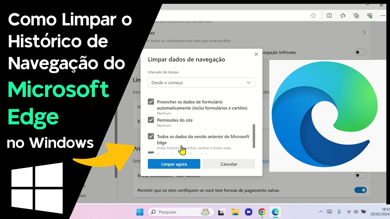 Como LIMPAR o Histórico de NAVEGAÇÃO do Microsoft Edge