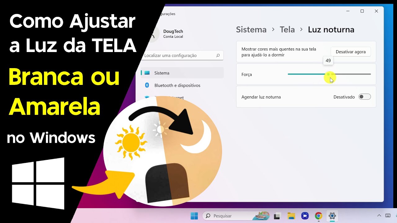 Como Ajustar a Luz da TELA (Branca/Amarela) no Windows