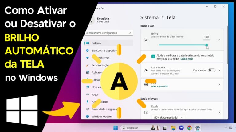 Como Ativar/Desativar o BRILHO AUTOMÁTICO da TELA no Windows