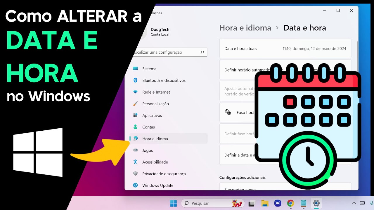 Como ALTERAR a DATA/HORA no Windows