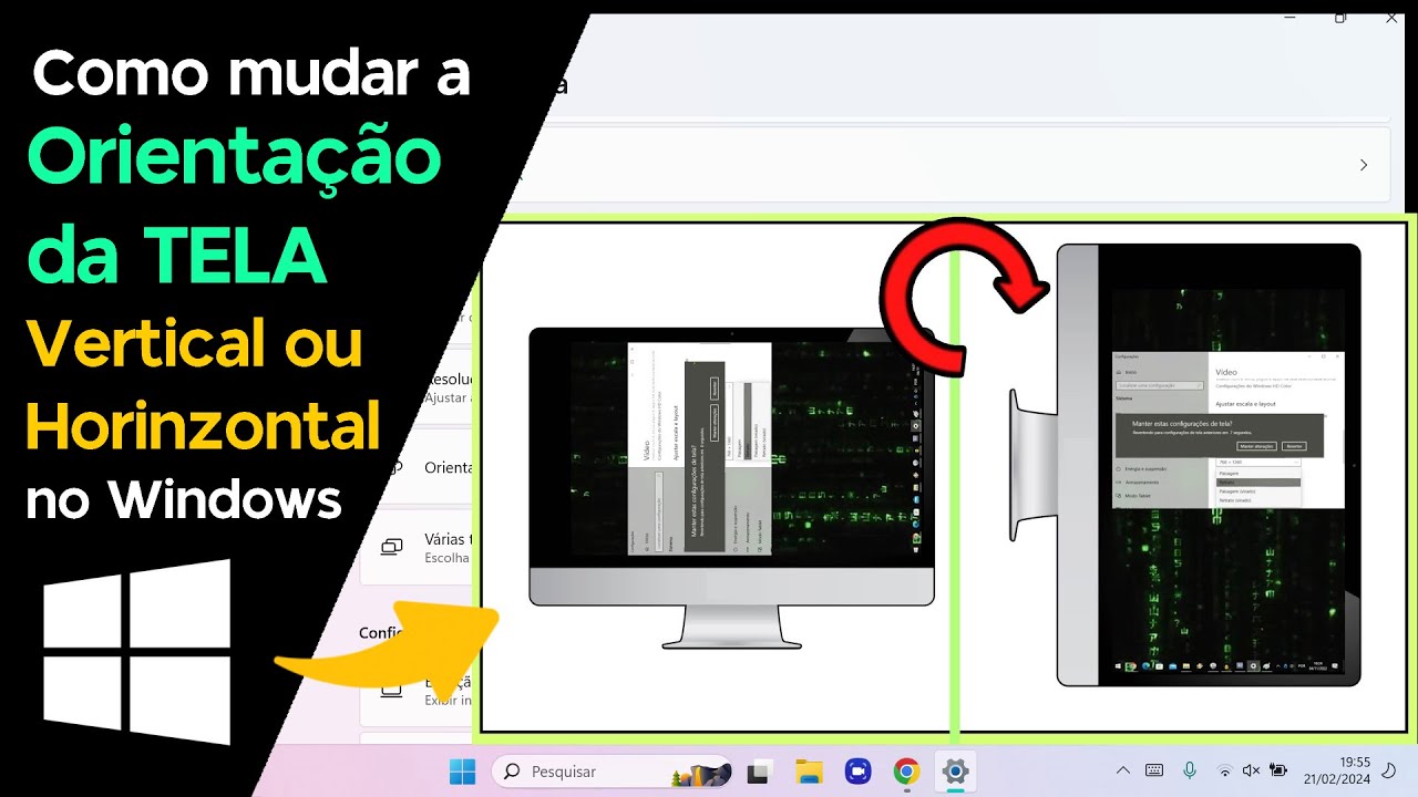 Como Girar a TELA no Windows (Vertical/Horinzontal)