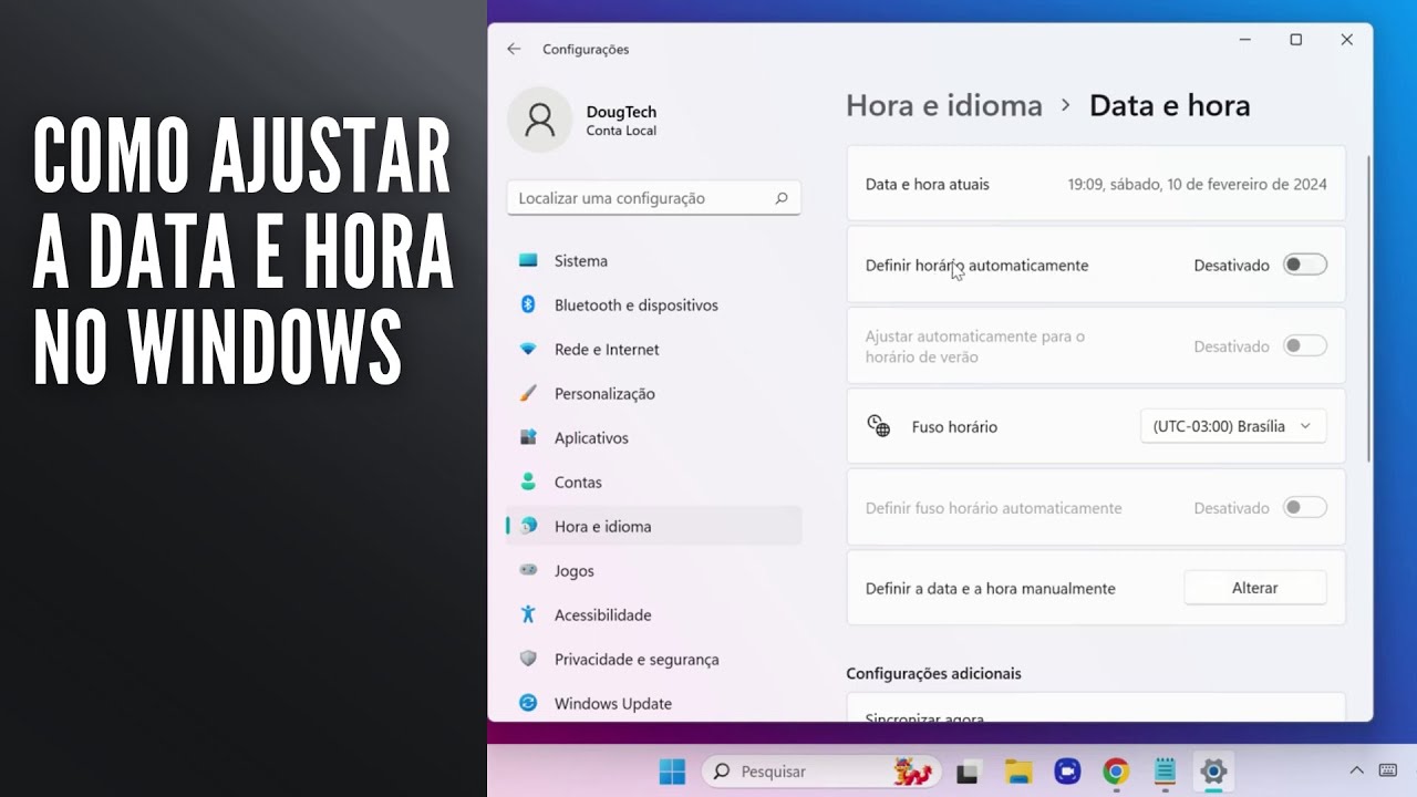 Como Ajustar a Data e Hora no Windows