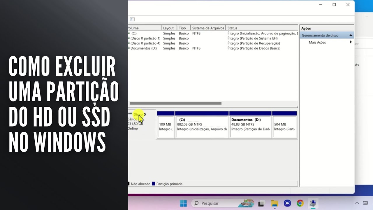 Como Excluir uma Partição do HD ou SSD no Windows