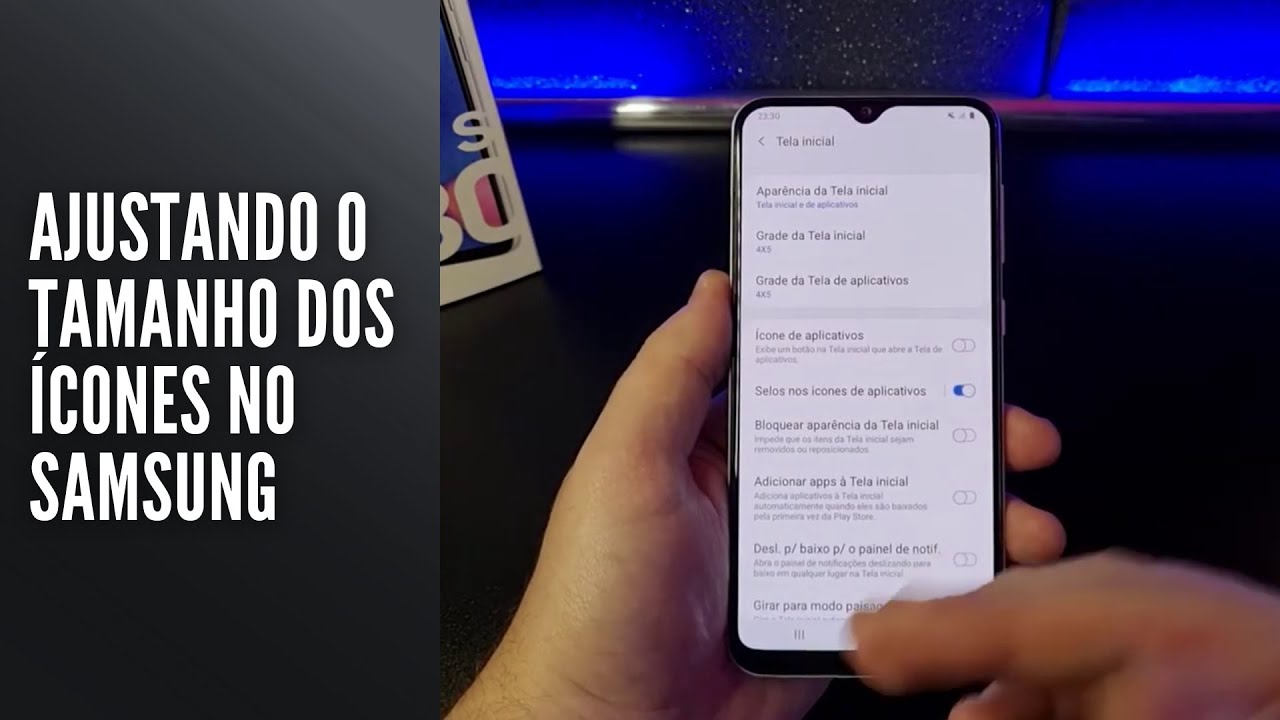 Ajustando o tamanho dos ícones no Samsung Ajustando o tamanho dos ícones no Samsung