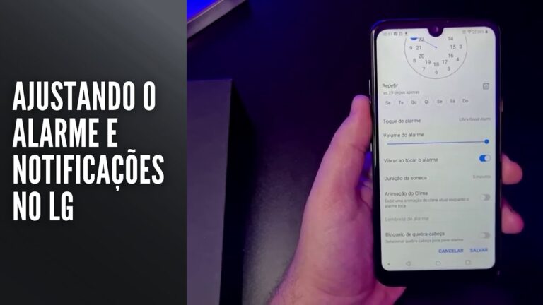 Ajustando o alarme e notificações no LG