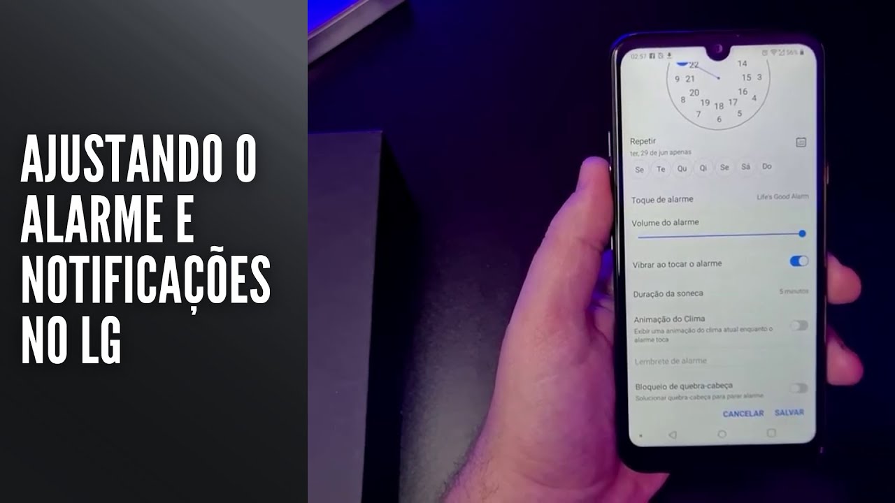 Ajustando o alarme e notificações no LG