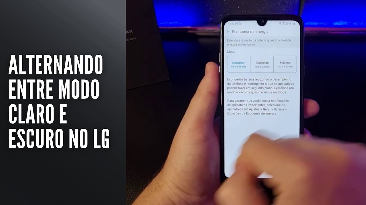 Alternando entre modo claro e escuro no LG