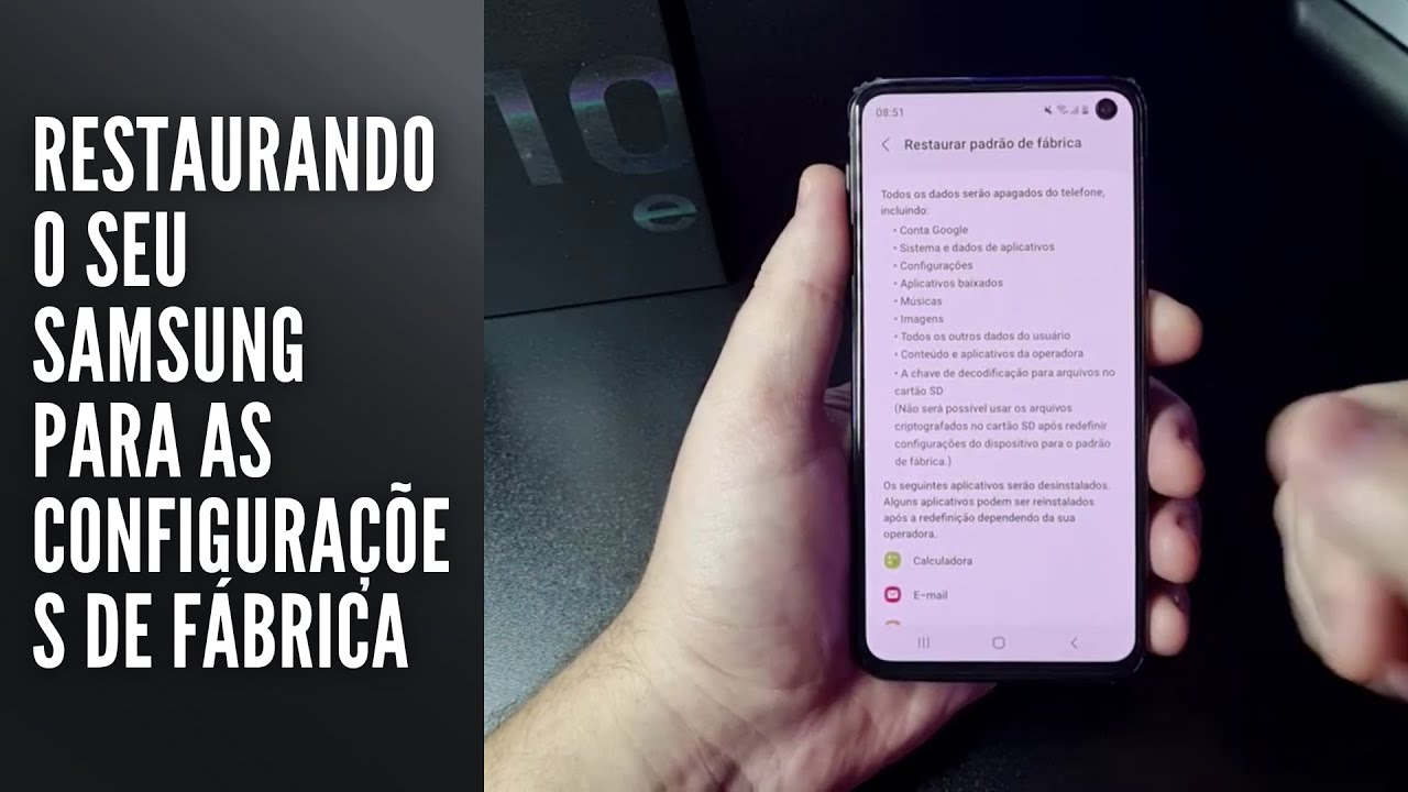 Restaurando o seu Samsung para as configurações de fábrica