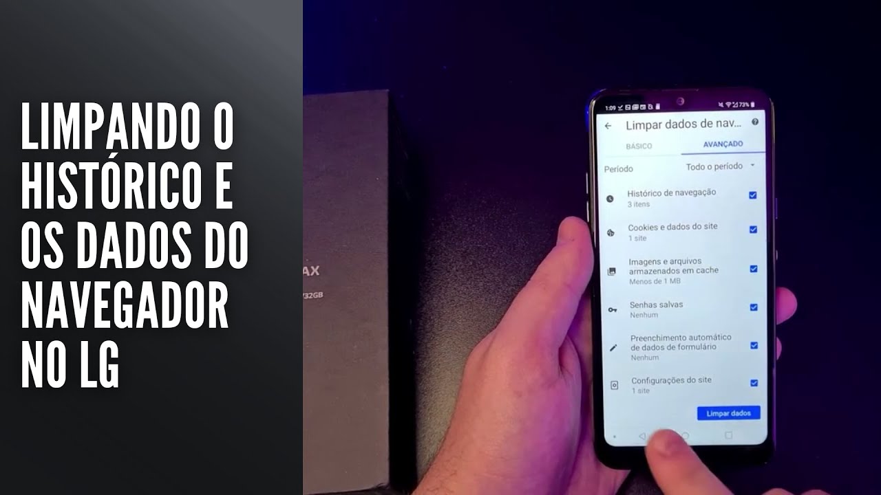 Limpando o histórico e os dados do navegador no LG