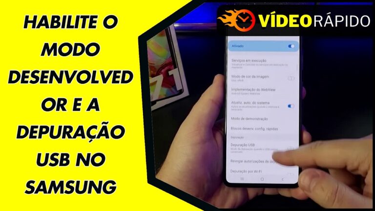 Habilite o modo desenvolvedor e a depuração USB no Samsung
