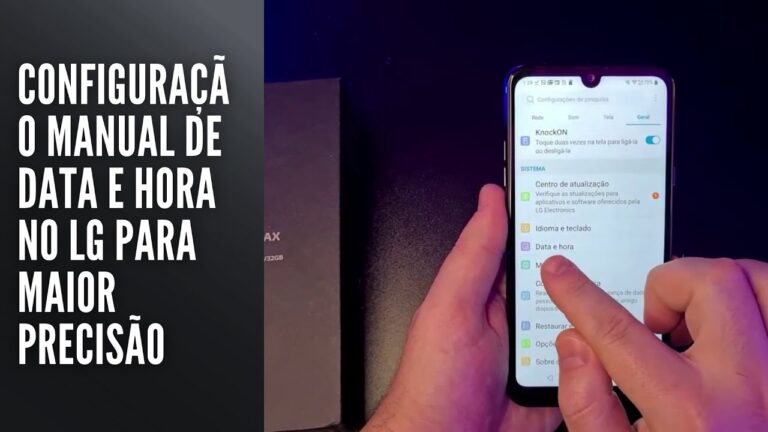 Configuração manual de data e hora no LG