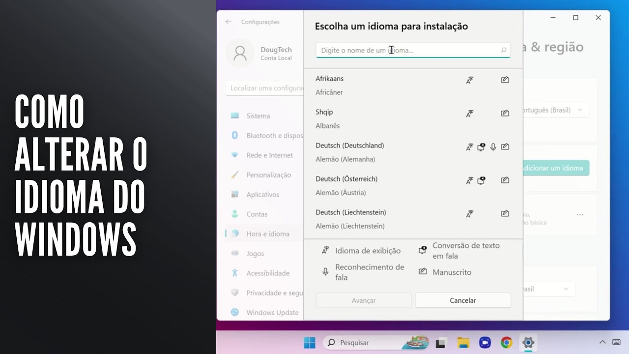 Como Alterar o Idioma do Windows