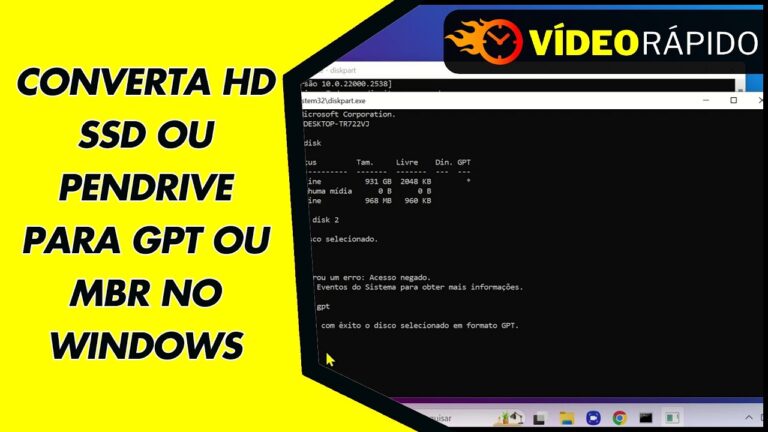 CONVERTA HD SSD OU PENDRIVE PARA GPT OU MBR NO WINDOWS