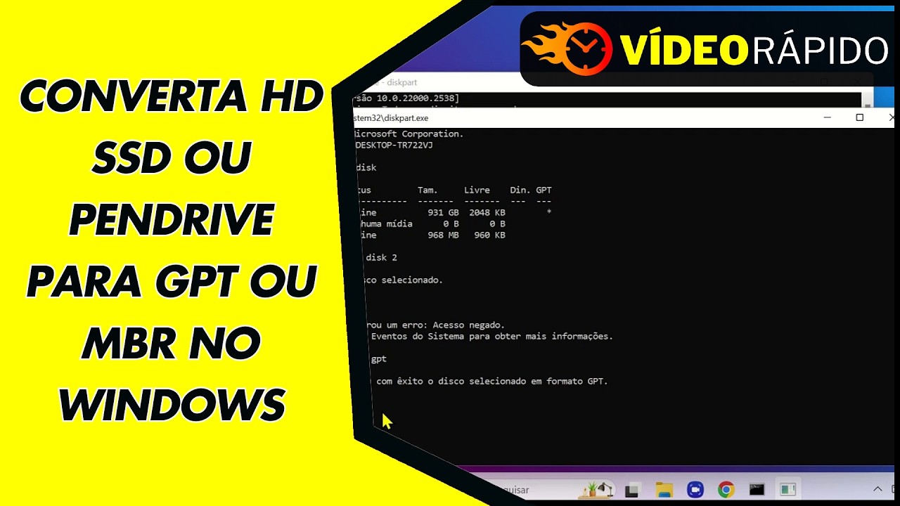 CONVERTA HD SSD OU PENDRIVE PARA GPT OU MBR NO WINDOWS CONVERTA HD SSD OU PENDRIVE PARA GPT OU MBR NO WINDOWS