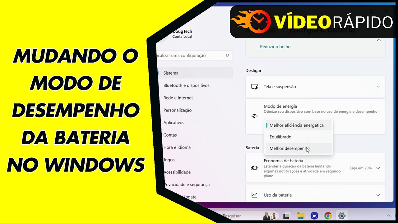 MUDANDO O MODO DE DESEMPENHO DA BATERIA NO WINDOWS