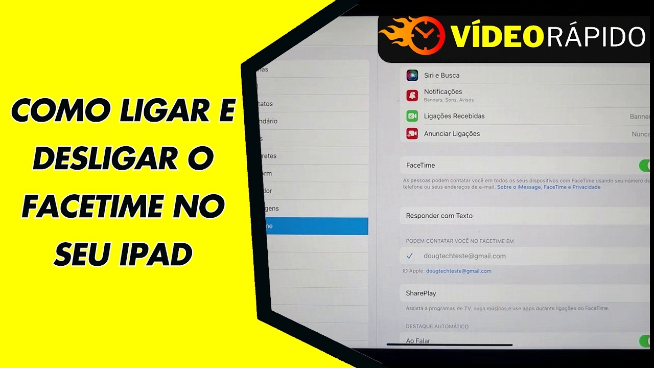 COMO LIGAR E DESLIGAR O FACETIME NO SEU IPAD