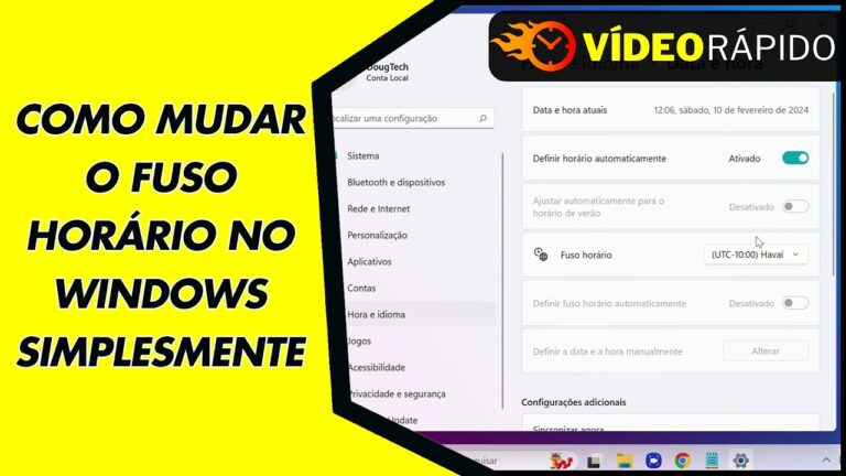 COMO MUDAR O FUSO HORÁRIO NO WINDOWS SIMPLESMENTE