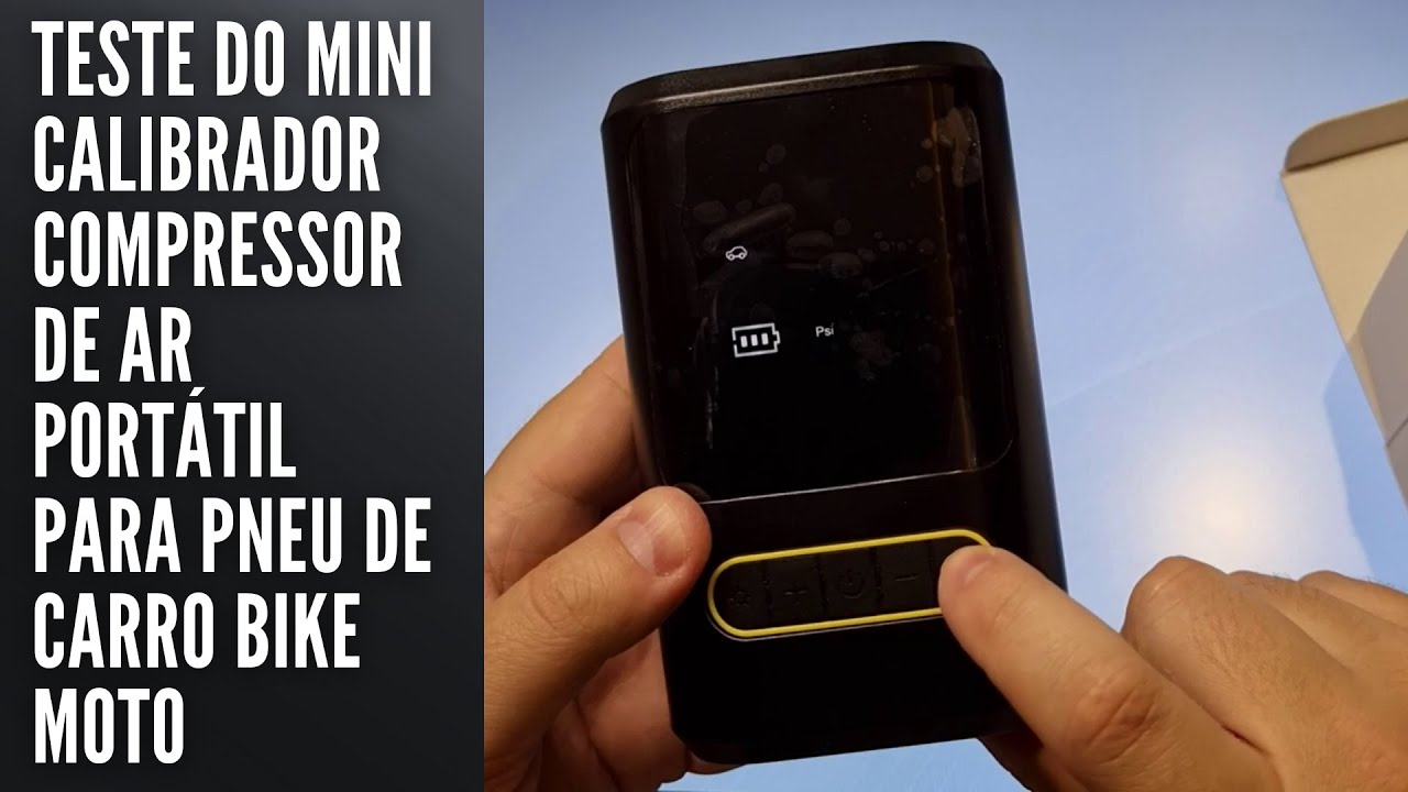 Teste do Mini Calibrador Compressor de Ar Portátil