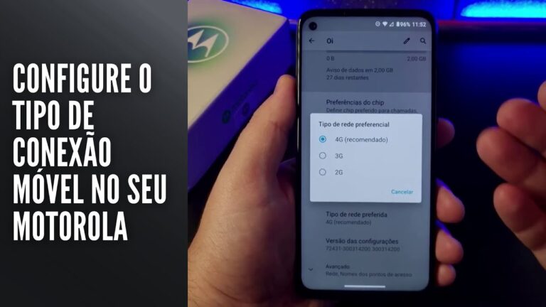 Configure o tipo de conexão móvel no seu Motorola (3G,4G e 5G)