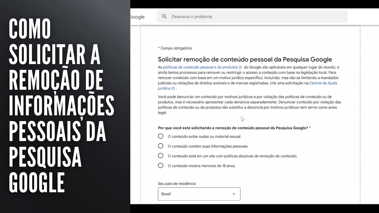 Como Solicitar a Remoção de Informações Pessoais da Pesquisa Google
