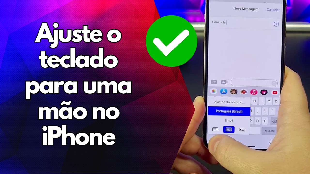 ✅ Ajuste o teclado para uma mão no iPhone